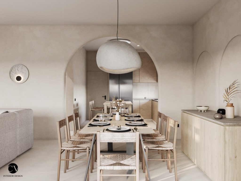 Design interior Japandi: sala dining